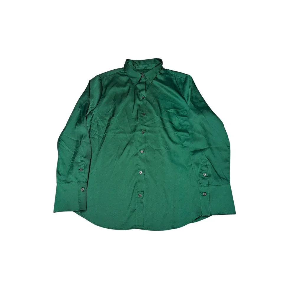 NWT Banana Republic Mens Classic Fit Emerald Green Satin Button Down Shirt M